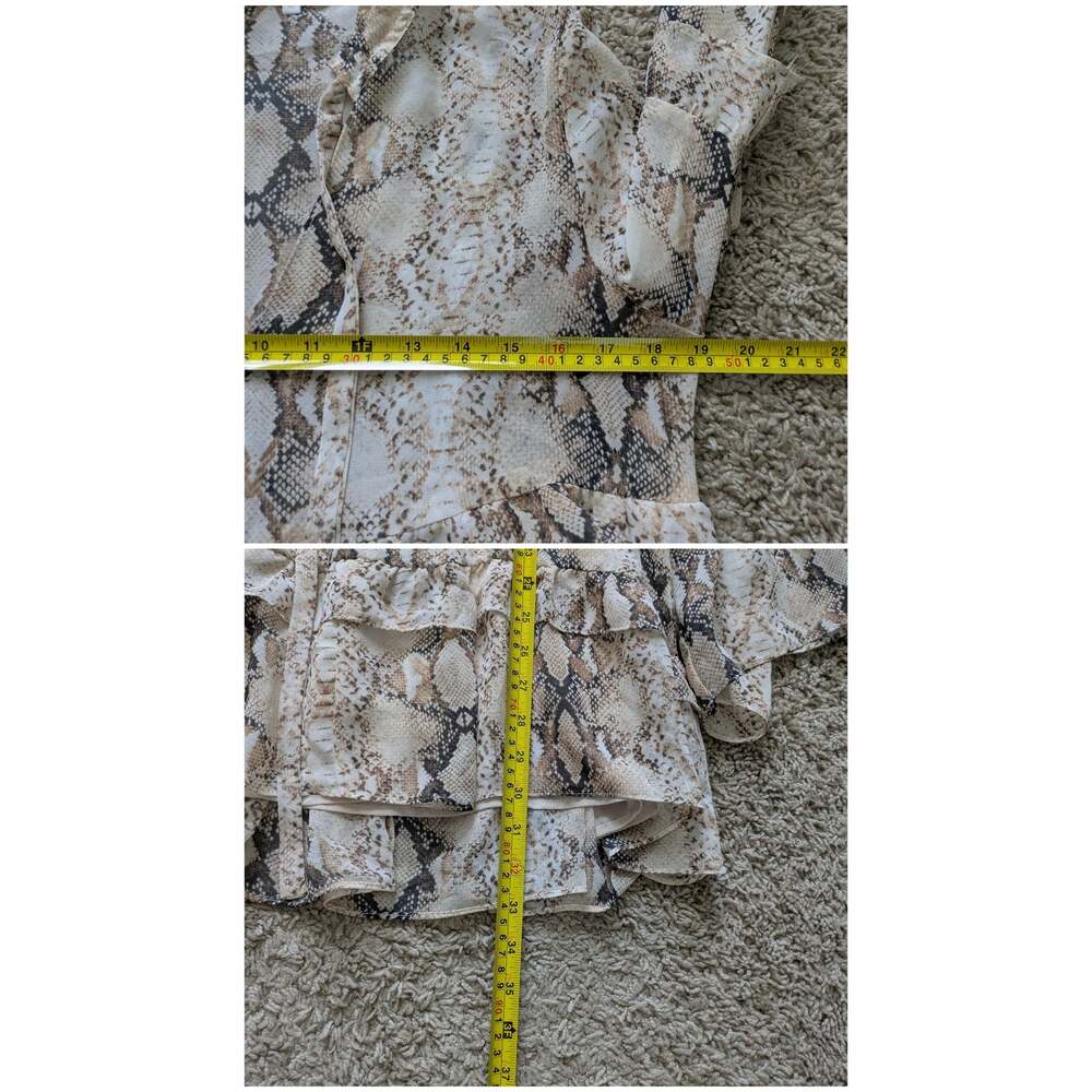 Olivaceous Tie Neck Snake Print Dress Womens M Flare Ruffle Sleeve Wedding Guest - Picture 6 of 8